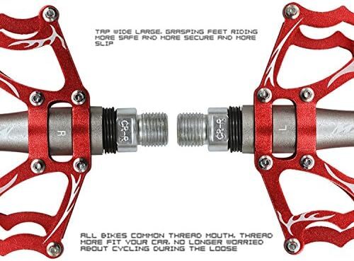 レッド 両面踏み クロスバイクペダル 超軽量 アルミ合金 フラットペダル Jpfashioning自転車ペダル 3ベアリング 滑り_画像8