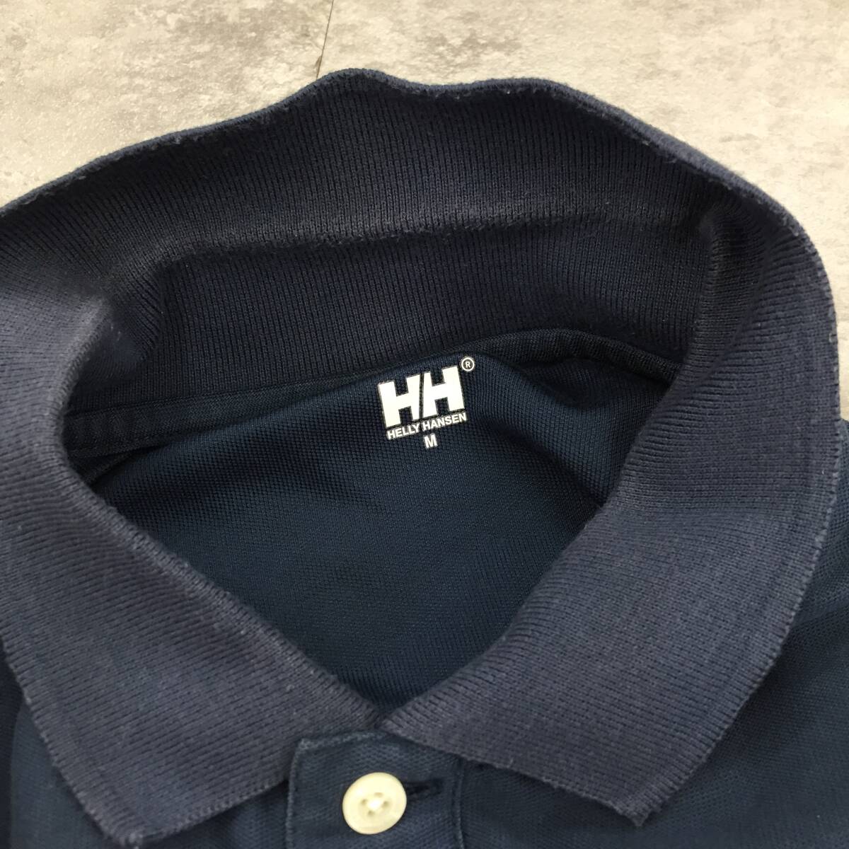 HELLY HANSEN ヘリー ハンセン ロゴ 半袖ポロシャツ メンズ ネイビー 紺色 サイズ_画像9