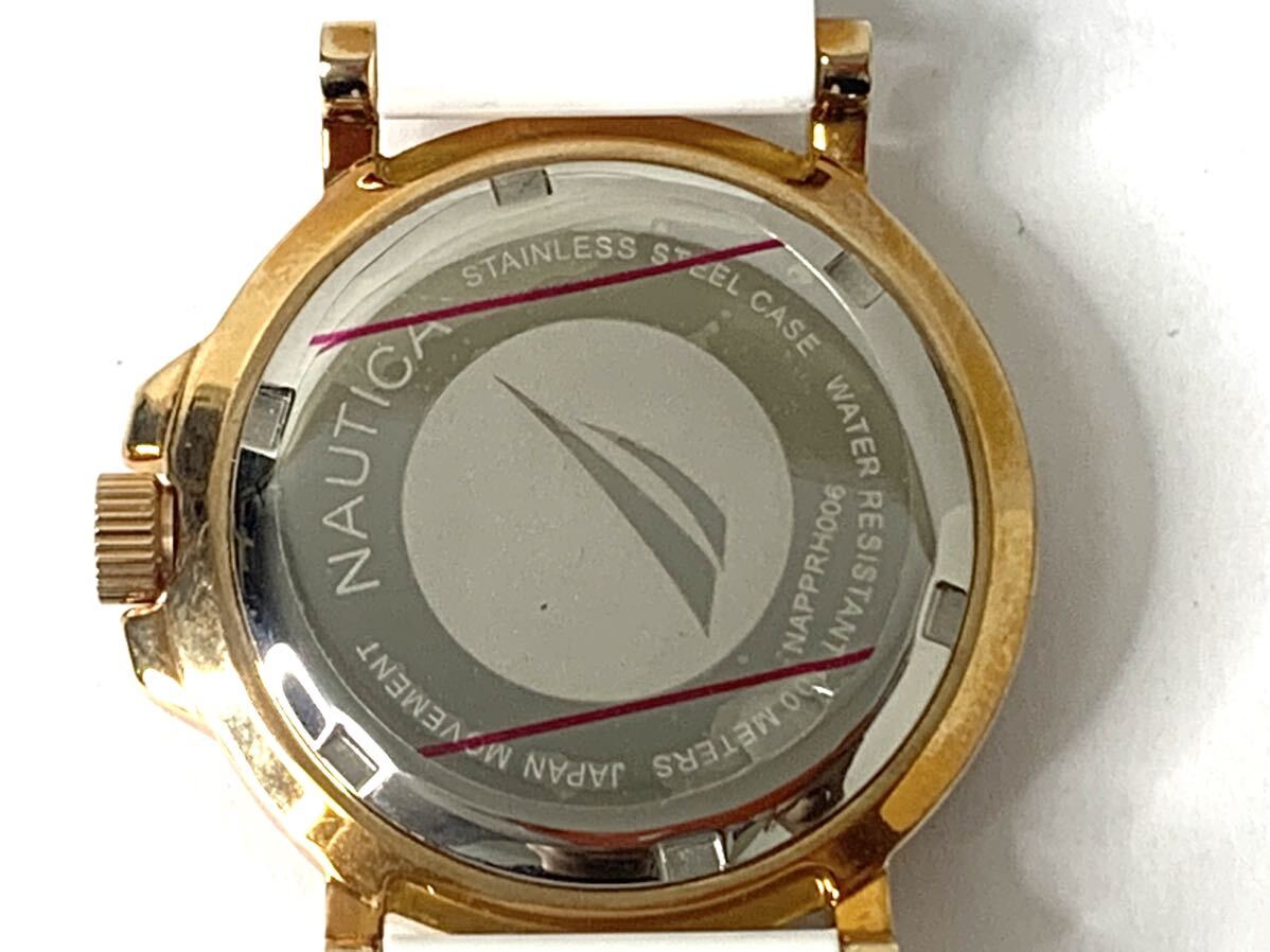 NAUTIKA レディース腕時計 クォーツ ラバー/ステンレスベルト 白盤面 動作良好_画像5