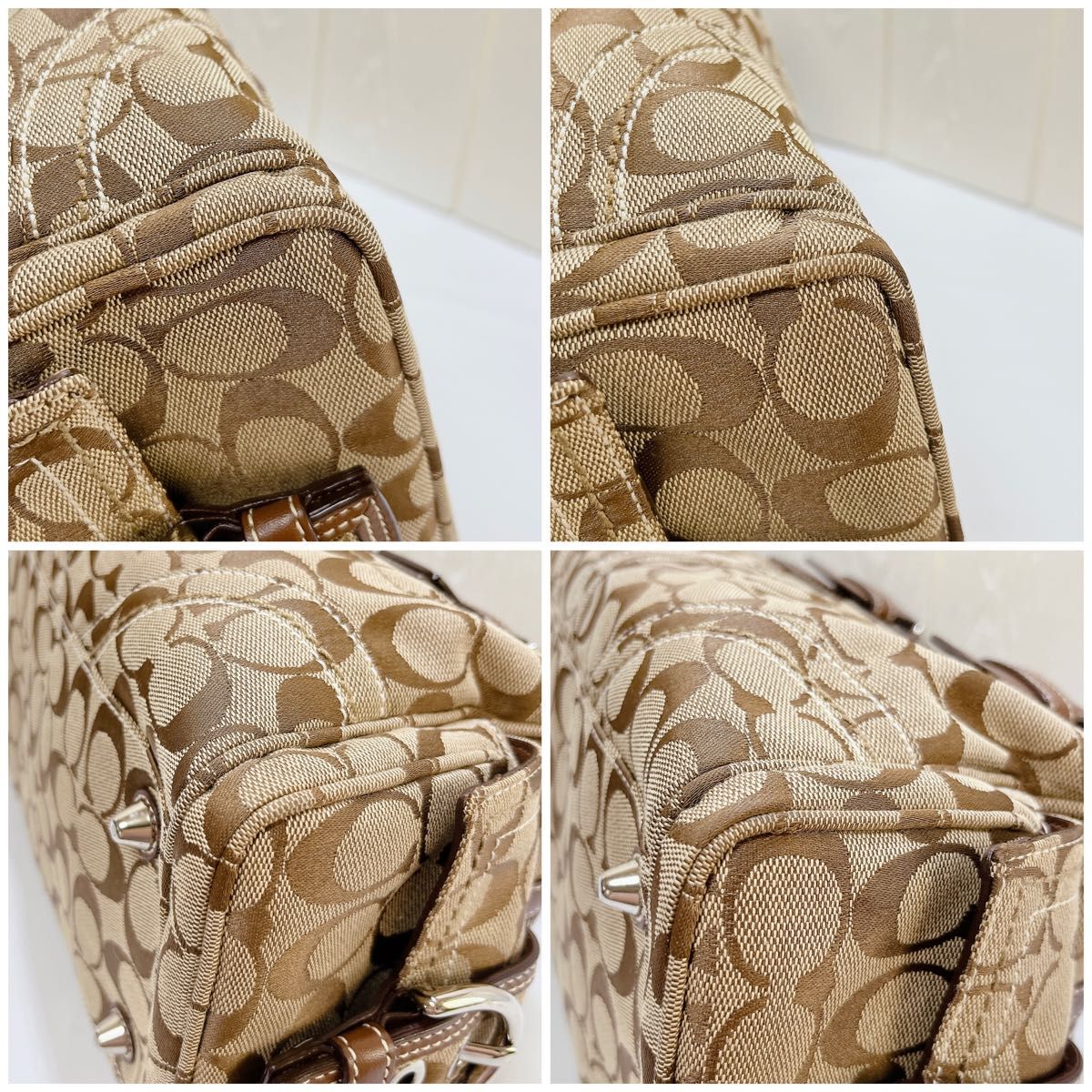 美品】COACH シグネチャー柄 2way サッチェル ショルダーバッグ 美品】COACH シグネチャー柄 2way サッチェル ショルダーバッグ