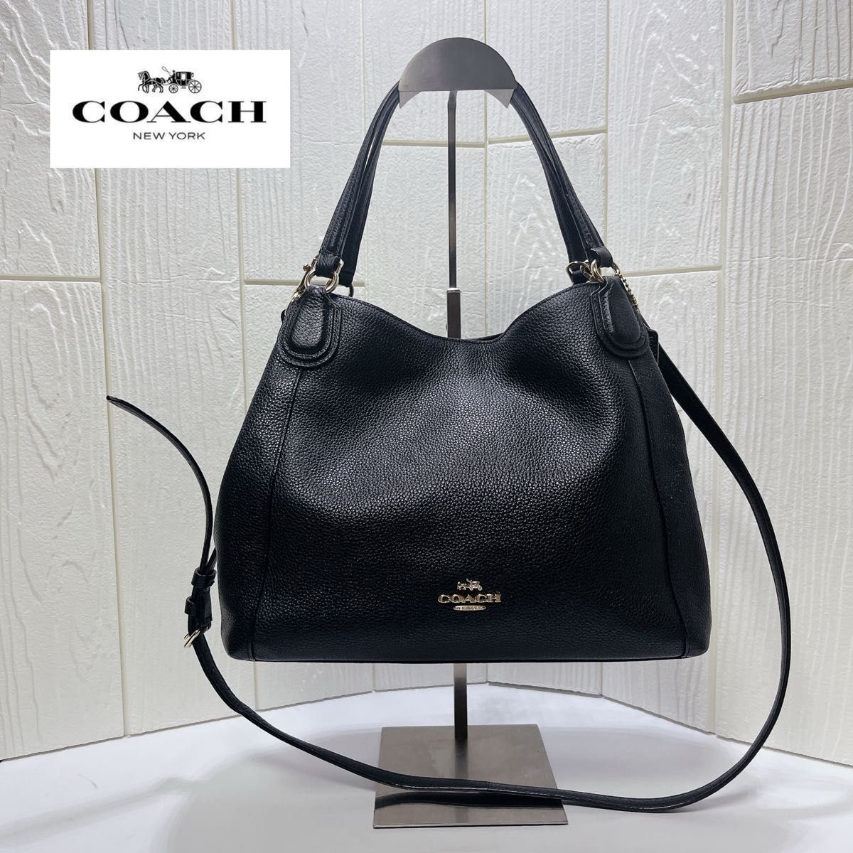 ★美品★ COACH コーチ レザー　ハンドバッグ　ショルダーバッグ　ブラック 35983