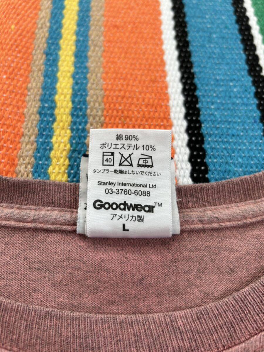 送料無料 グッドウエア USA製 Tシャツ ポケット付 L 丸胴 ボルドー ブラウン Goodwear 米国製 コットン 綿 ヴィンテージ チャンピオン 