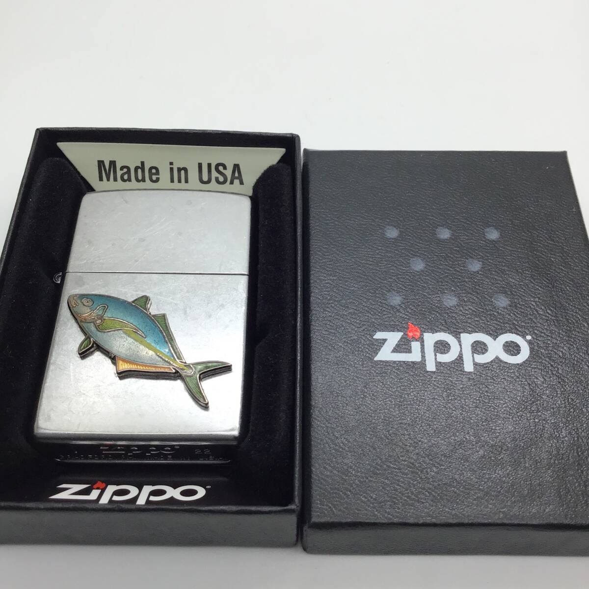 ジッポー　魚　七宝　メタル貼　シマアジ　2022年製　未使用品_画像1