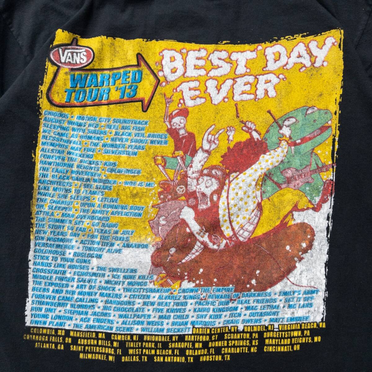 古着 00s Warped Tour 13 BEST DAY EVER バンT VANZ 両面プリント 半袖Tシャツ トップス メンズXL メキシコ製 ブラック_画像4