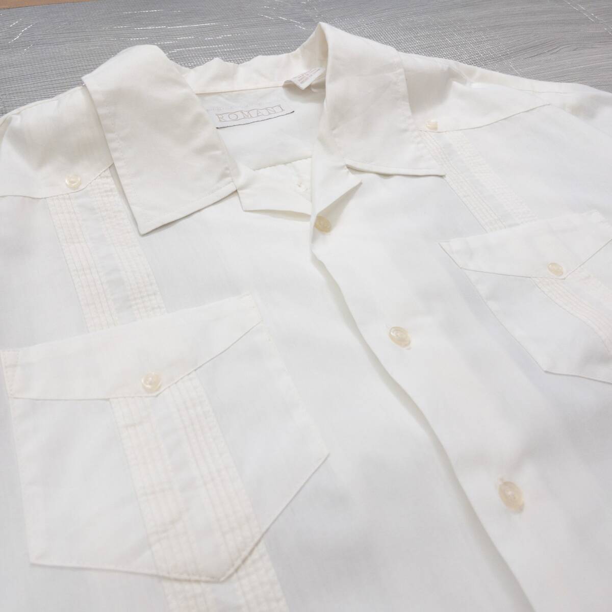 古着 ROMANI キューバシャツ 半袖シャツ トップス メンズXL ホワイト_画像5