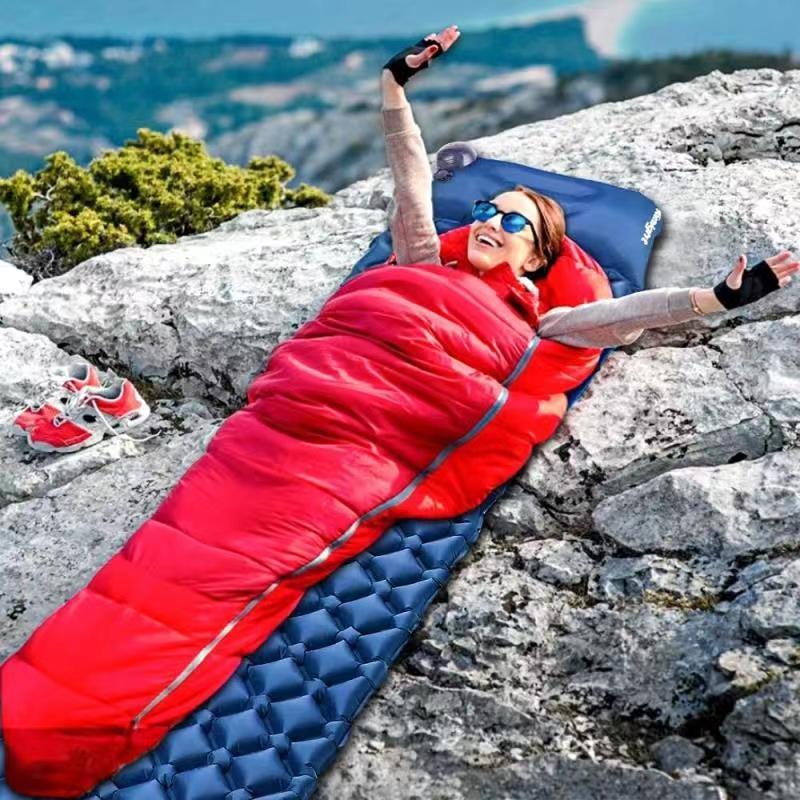 エアーマット 足踏み式 キャンプマット エアーベッド 車中泊エアーマットアウトドア コンパクト テントマット 超軽量 耐水 枕付き 連結可能の画像5