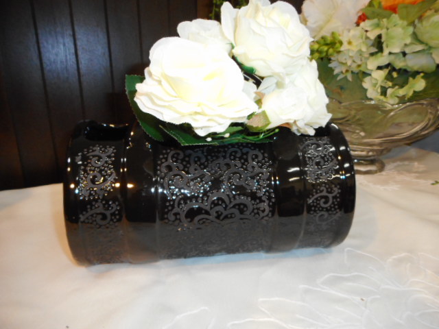バック型プランター　置き型　黒色筒形　陶器　花器　Y-11LB　フラワーポット　アレンジメントフラワー　新品_画像1