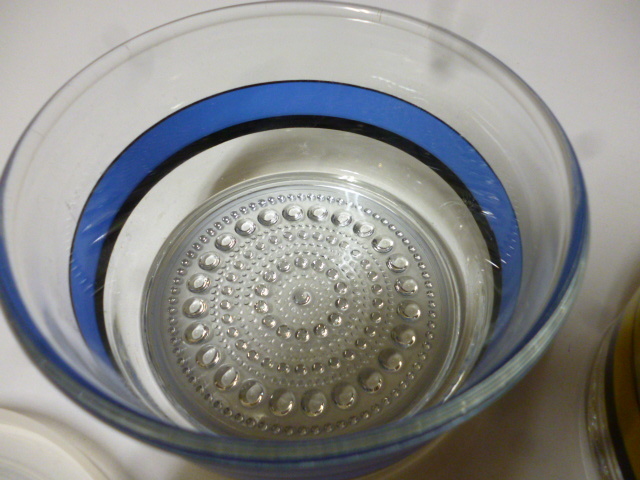 昭和レトロ　タッパー セット 青 黄 ガラス 保存容器 アンティーク インテリア ディスプレイ 什器 雑貨_画像5