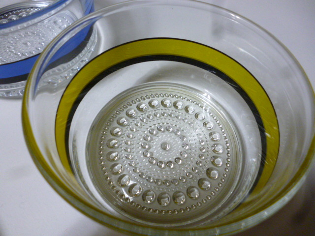昭和レトロ　タッパー セット 青 黄 ガラス 保存容器 アンティーク インテリア ディスプレイ 什器 雑貨_画像4