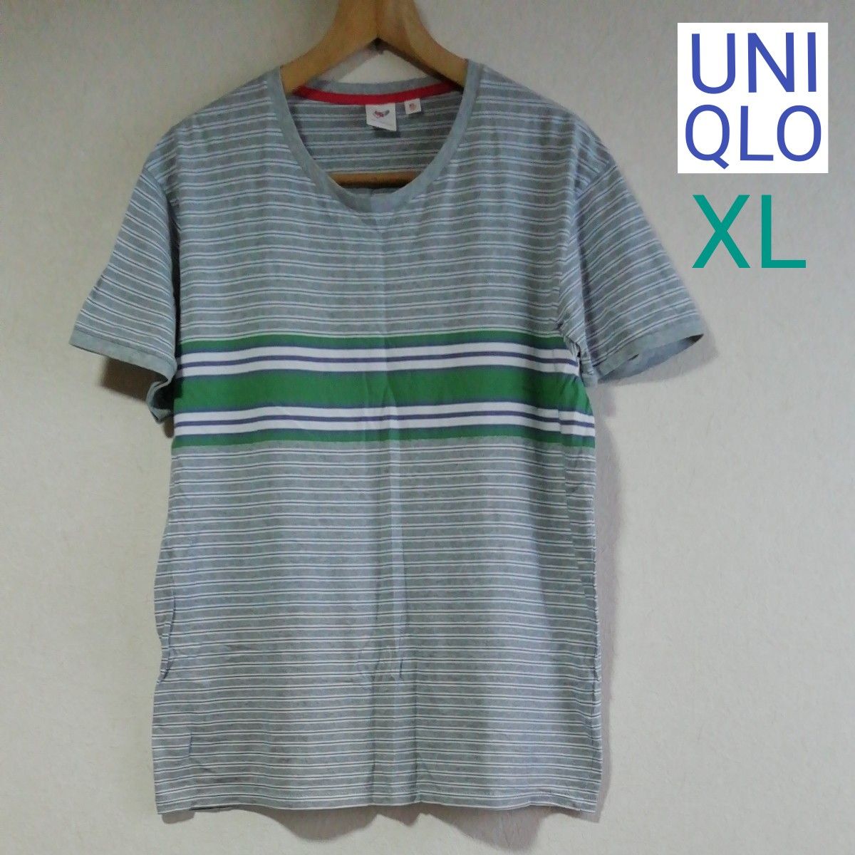 【USED良品】Tシャツ　ユニクロ　UNIQLO　XLサイズ　コラボ品　半袖　ボーダー　袖リブ