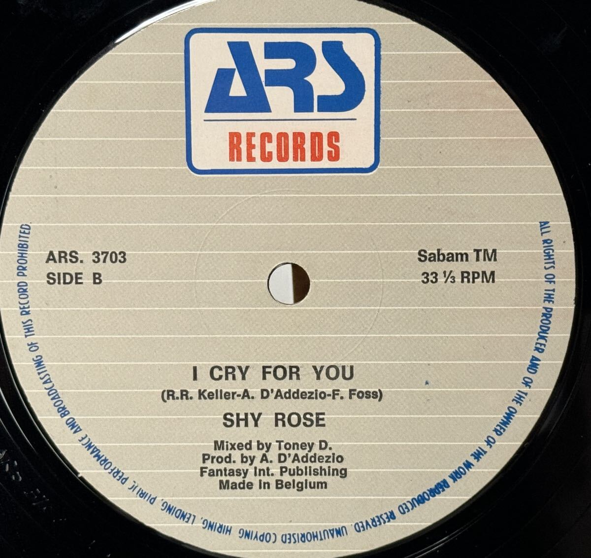 Shy Rose / I Cry For You 中古盤12インチの画像4