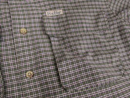 k6651：Foxfire(フォックスファイヤー) チェック柄 半袖シャツ L アウトドアウェア/登山 メンズ紳士 緑グリーン系：35_画像6