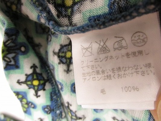 k6703：日本製！ズッカ ZUCCa ペイズリー/レトロ ウール 長袖Tシャツ M カットソー 総柄/模様 ミントカラー レディース：35_画像8