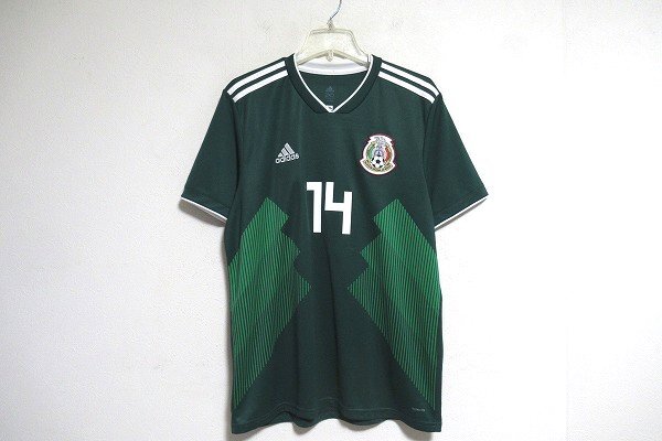 N6868:adidas（アディダス）ロシアW杯着用モデル サッカーメキシコ代表ユニフォーム背番号14 ハビエル・エルナンデス/緑/XO :35の画像1