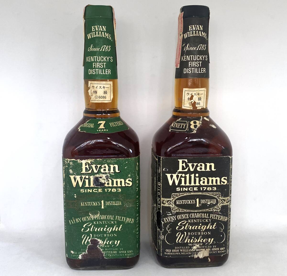 ● Evan Williams エヴァンウィリアムズ ウイスキー 古酒 特級 7年＆8年２本セット ■ 未開栓_画像2