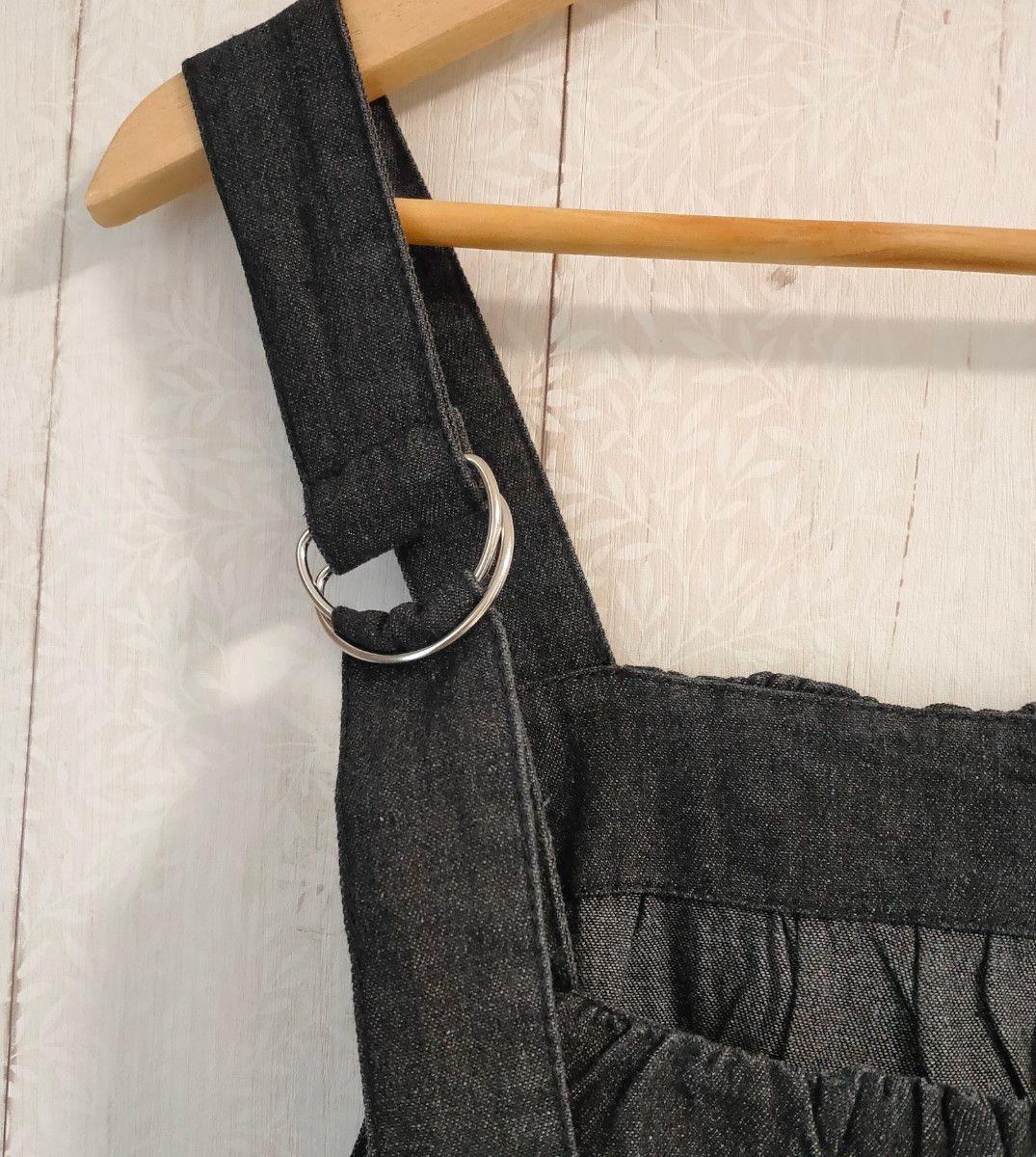 新品　レディース ワンピース デニム ロング ジャンパースカート Aライン 大きめ ゆったり 大人気 可愛い サロペット　M　黒