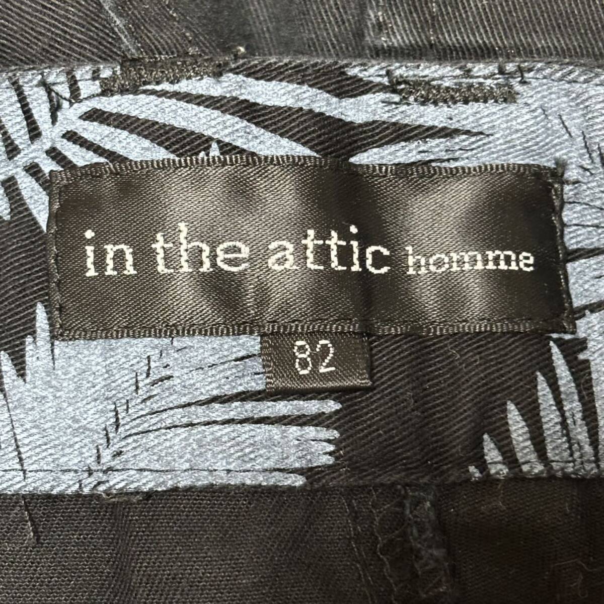 【in the attic homme】インジアティックオム ハーフパンツ ブラック 黒 綿100% 短パン ボタニカル 柄 ポケット メンズ ウエスト82/Y9086SS_画像8