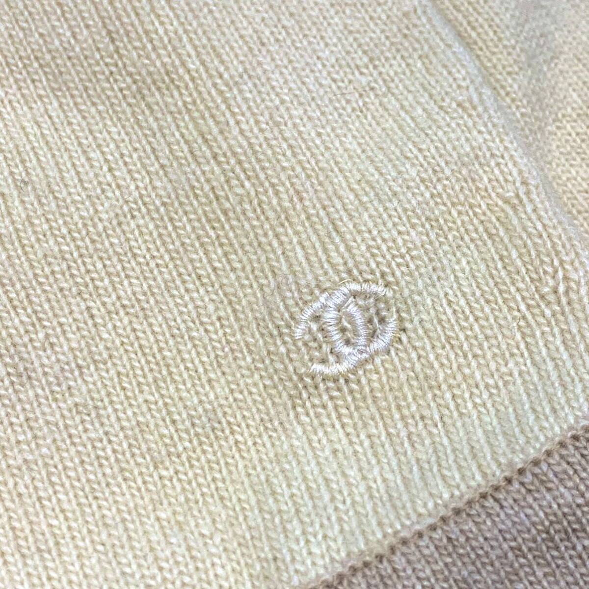  superior article regular goods CHANEL Chanel Vintage here Mark CC Logo gold button embroidery cardigan knitted sweater cashmere pocket bai color 