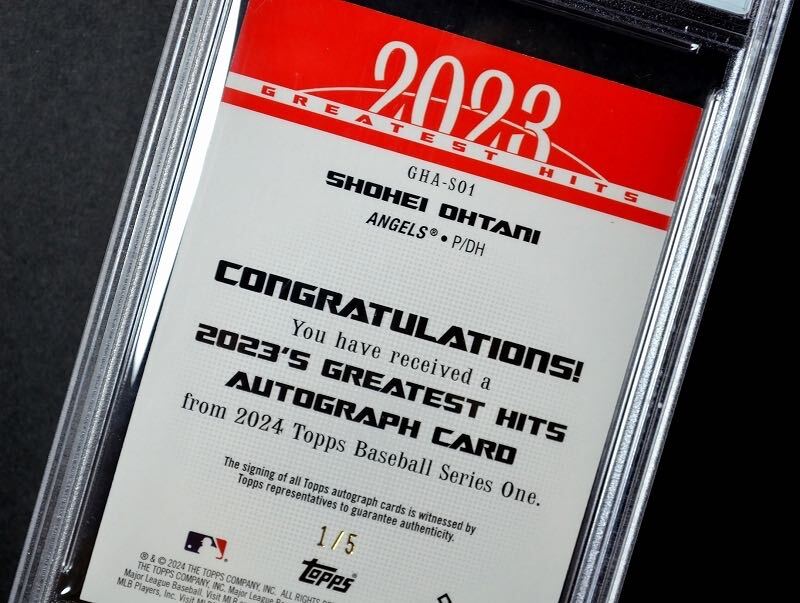 【7】世界限定5枚＆シリアルNo.1！大谷翔平 直筆サインカード 2024 Topps Series1 2023 Greatest Hits #GHASO1/イチロー・今永昇太・実使用_画像6