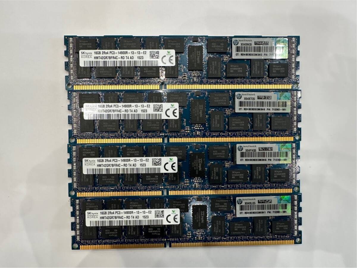 【SK hynix】 DDR3 1866MHz PC3-14900R 16GB×4枚 (合計64GB) 2Rx4 ECC Registerd Apple MacProにも SKhynixの画像1