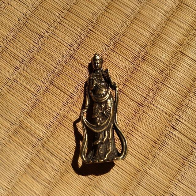 観音菩薩2　仏像　真鍮　アンティーク　置物　お守り　約5ｃｍ　2体セット