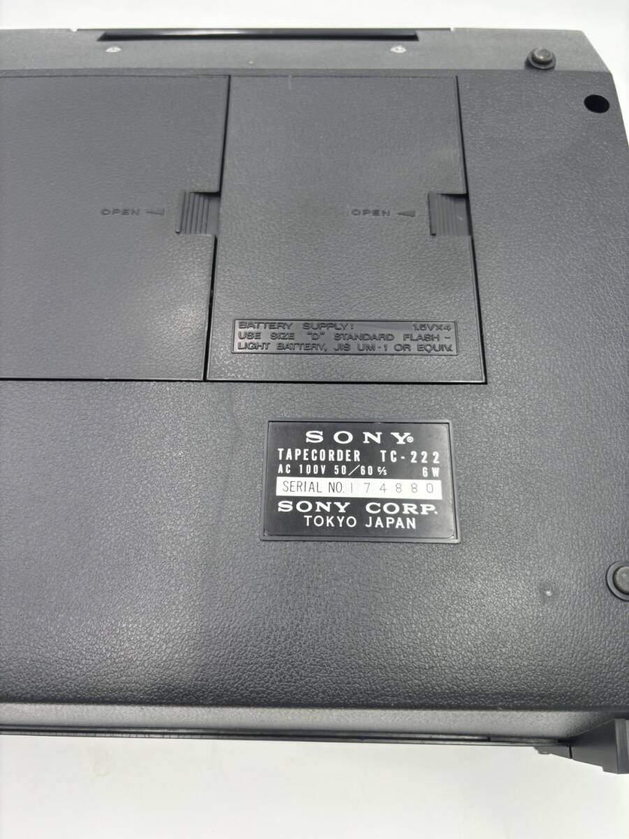 昭和レトロ 家電 SONY/ソニー テープレコーダー TC-222 現状品 通電確認済み_画像6
