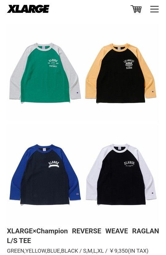 XLARGE×Champion REVERSE WEAVE RAGLAN L/S TEE Mサイズ  ネイビー×ブルー