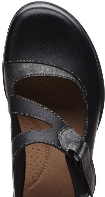 Clarks Clarks 25.5cm strap leather black me Lee je-n ballet pumps Flat Loafer slip-on shoes boots RRR139