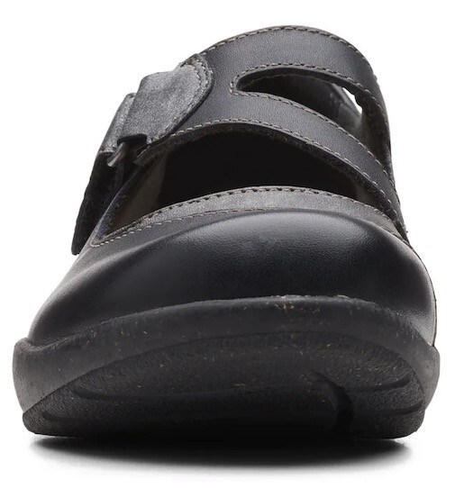 Clarks Clarks 25.5cm strap leather black me Lee je-n ballet pumps Flat Loafer slip-on shoes boots RRR139