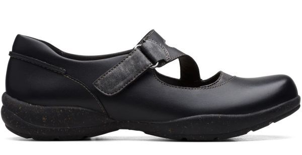 Clarks Clarks 25.5cm strap leather black me Lee je-n ballet pumps Flat Loafer slip-on shoes boots RRR139