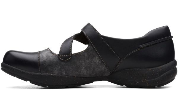 Clarks Clarks 27.5cm strap leather black me Lee je-n ballet pumps Flat Loafer slip-on shoes boots RRR139
