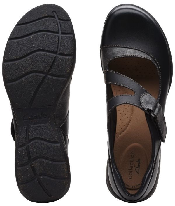 Clarks Clarks 26.5cm strap leather black me Lee je-n ballet pumps Flat Loafer slip-on shoes boots RRR139
