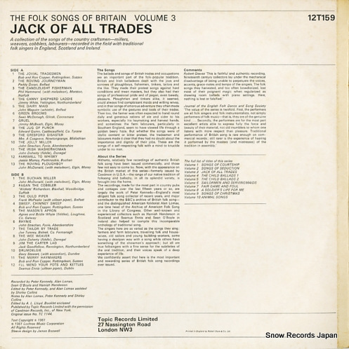 V/A the folk songs of britain vol.3/jack of all trades 12T159_画像2