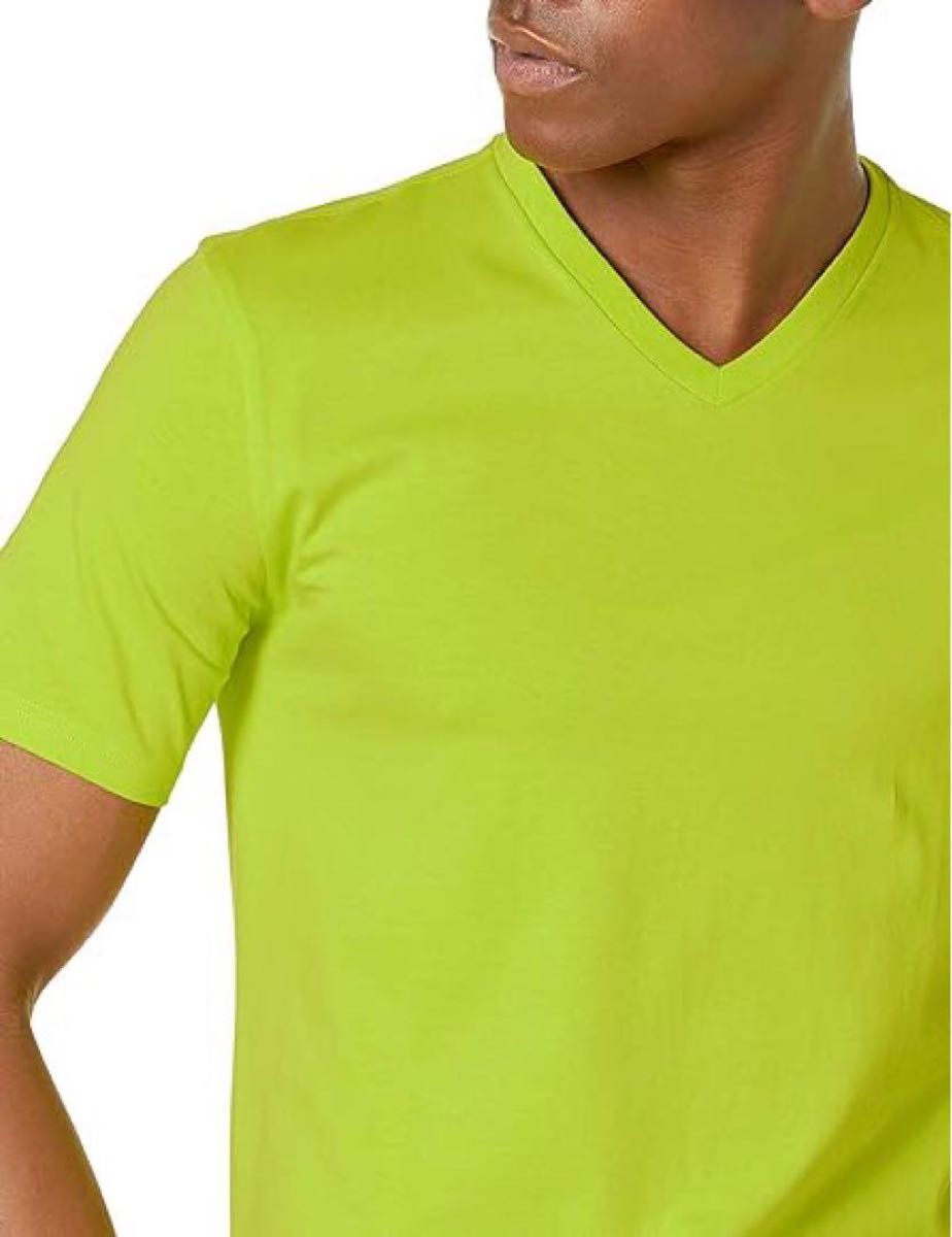 未使用品　Amazon Tシャツ Vネック スリム半袖 メンズ2枚セット　ライムグリーン　ダークグレー　おまとめシャツ