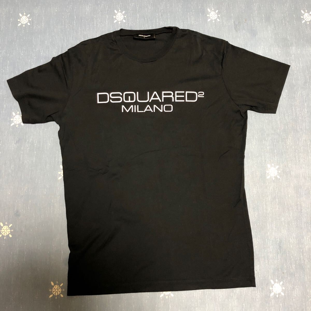 ④1円スタートディースクエアード DSQUARED2 Tシャツ Lサイズ　Icon アイコン ロゴプリント半袖Tシャツ ブラック 黒_画像1