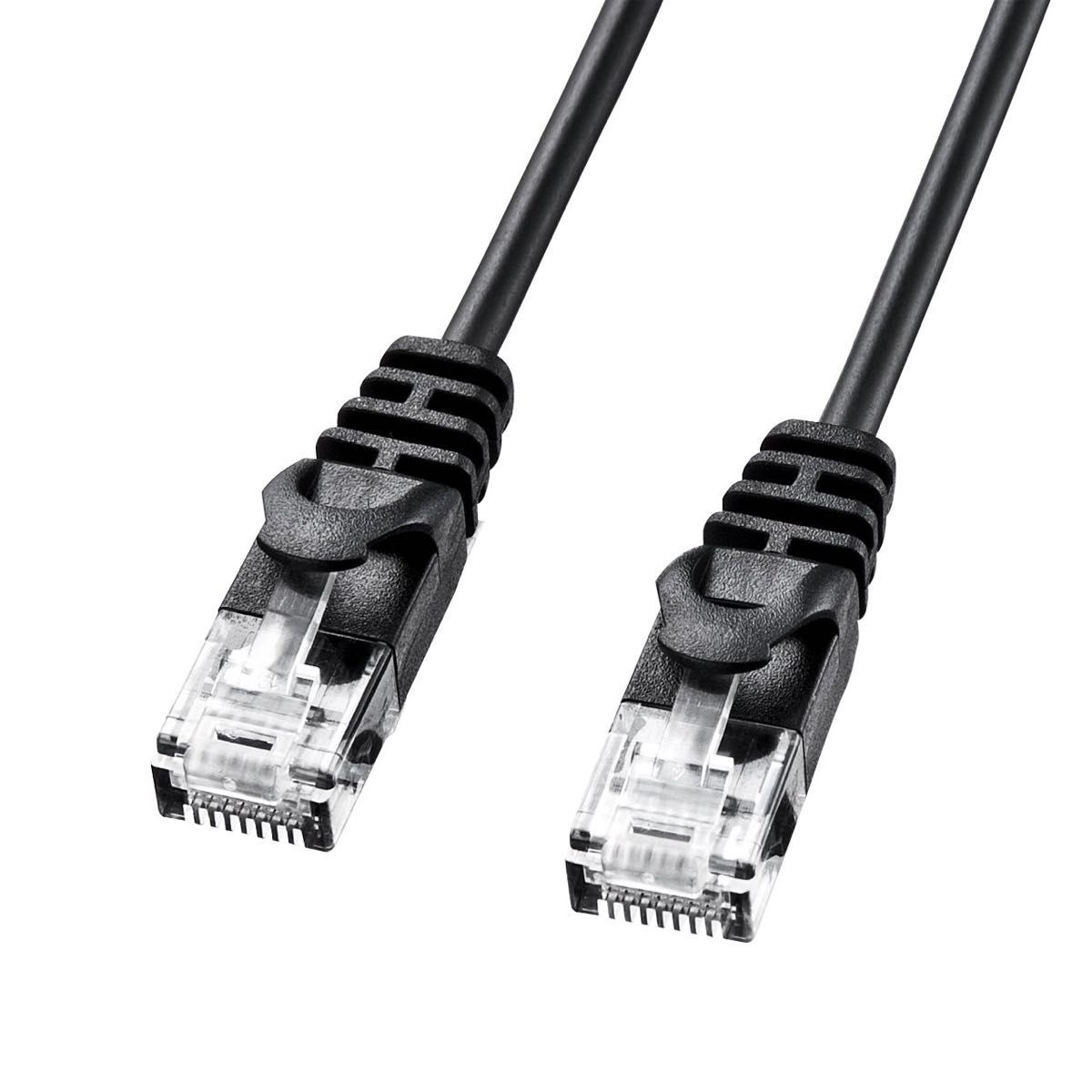 サンワサプライ CAT6 LANケーブル 直径3.8mm 極細タイプ 0.5m 1Gbps/250MHz RJ45 ツメ折れ防止