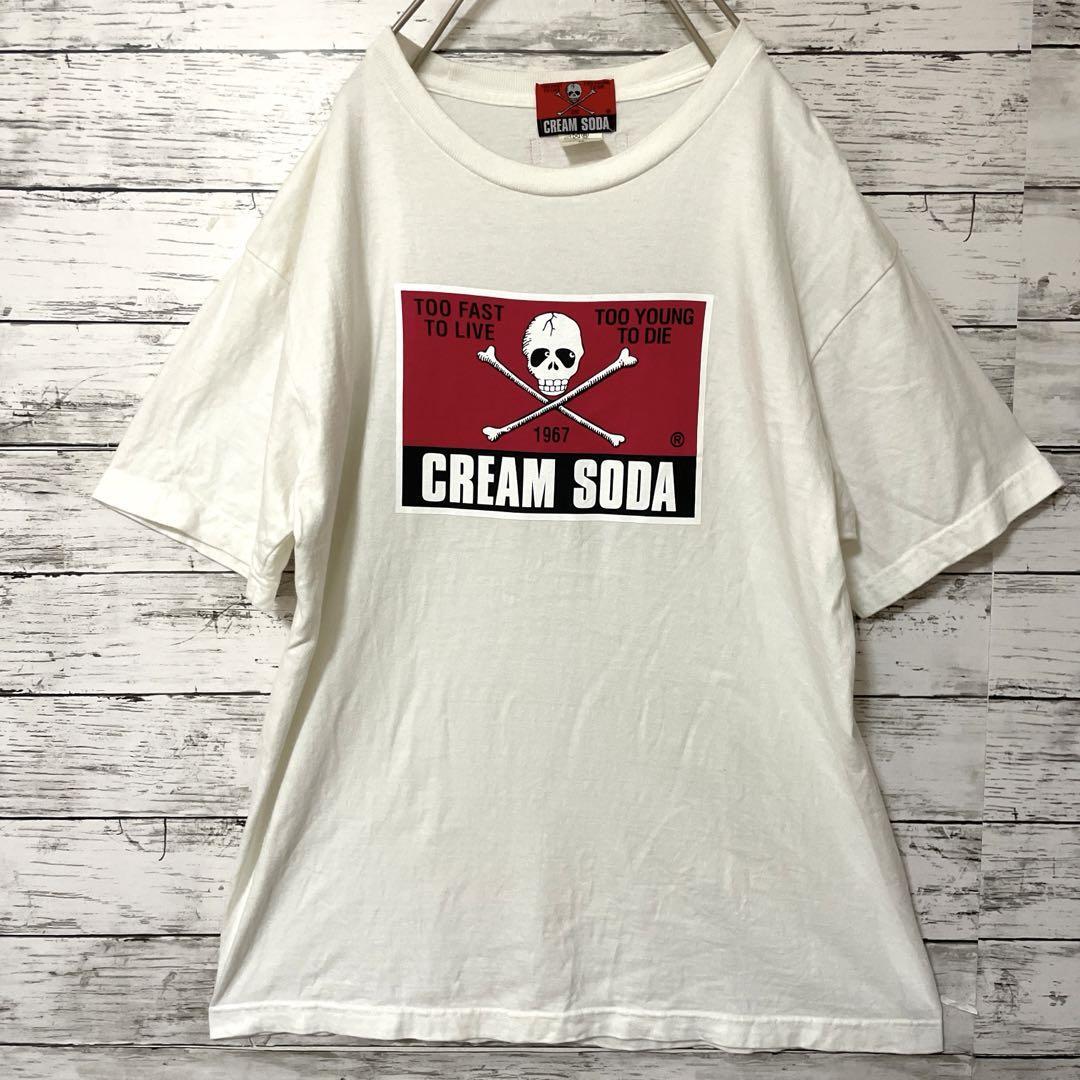CREAM SODA ロゴTシャツ 両面プリント スカル ドクロ 髑髏 白 XL_画像2