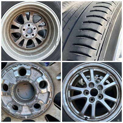 売り切り！！DUNLOP ENASAVE プリウス タイヤアルミホイールセット 4本 195/65R15 5穴 15X6.5J +40 ＜中古＞の画像9