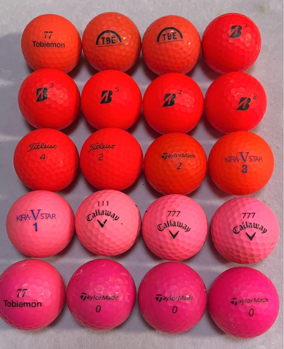 マット系　20球　ピンク レッド　赤　ロストボール　カラーボール　ゴルフボール　golf タイトリスト　キャロウェイ