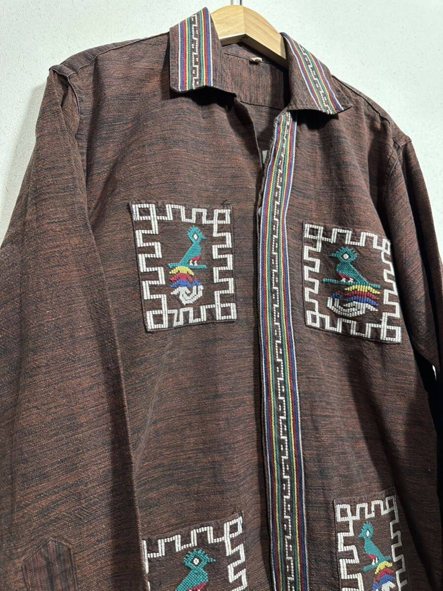 70~80's vintage GUATEMALA EMBROIDERY SHIRTヴィンテージ グアテマラシャツ 刺繍シャツ 古着 刺繍 エスニック ヒッピーの画像3