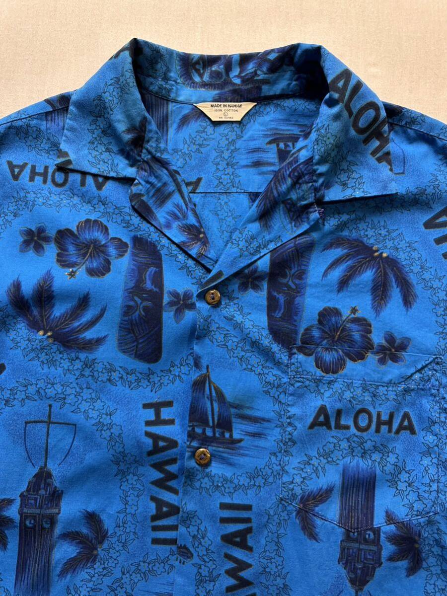 60~70s Vintage aloha shirt ヴィンテージ アロハシャツ ハワイアンシャツ 古着 三角タグ 古銭ボタン_画像4