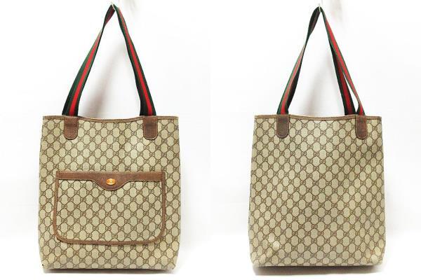 GUCCI オールドグッチ GG柄 シェリーライン 39.02.003 トートバッグ PVC×レザー GGスプリーム ブラウン 茶系 鞄 レディース メンズ_画像2