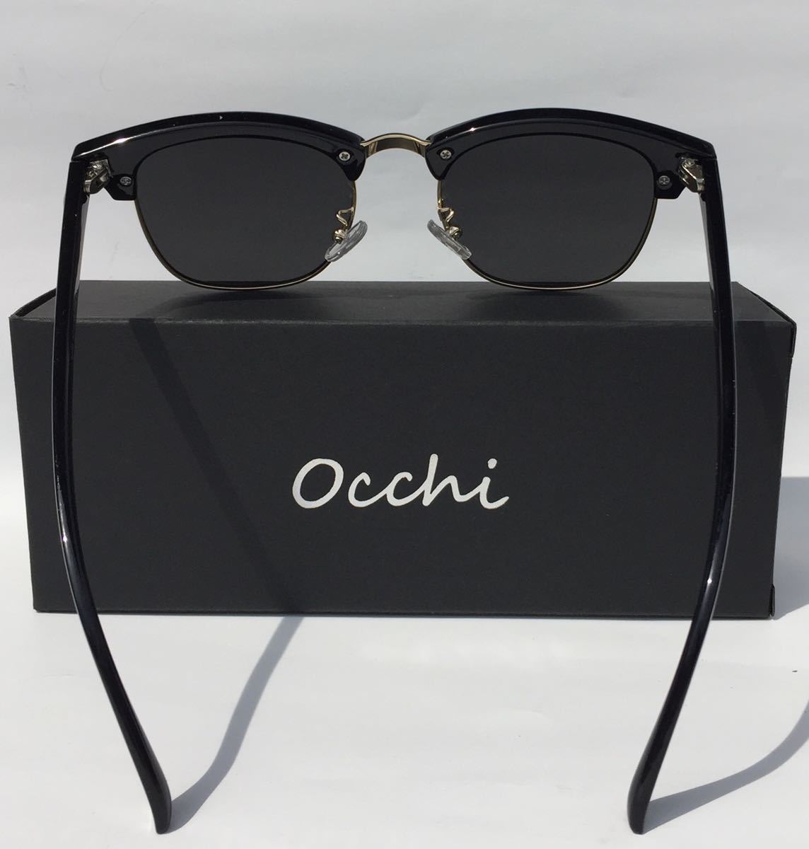 新品 OCCHI 偏光サングラス サーモント型 UV400 軽量 ブラック 