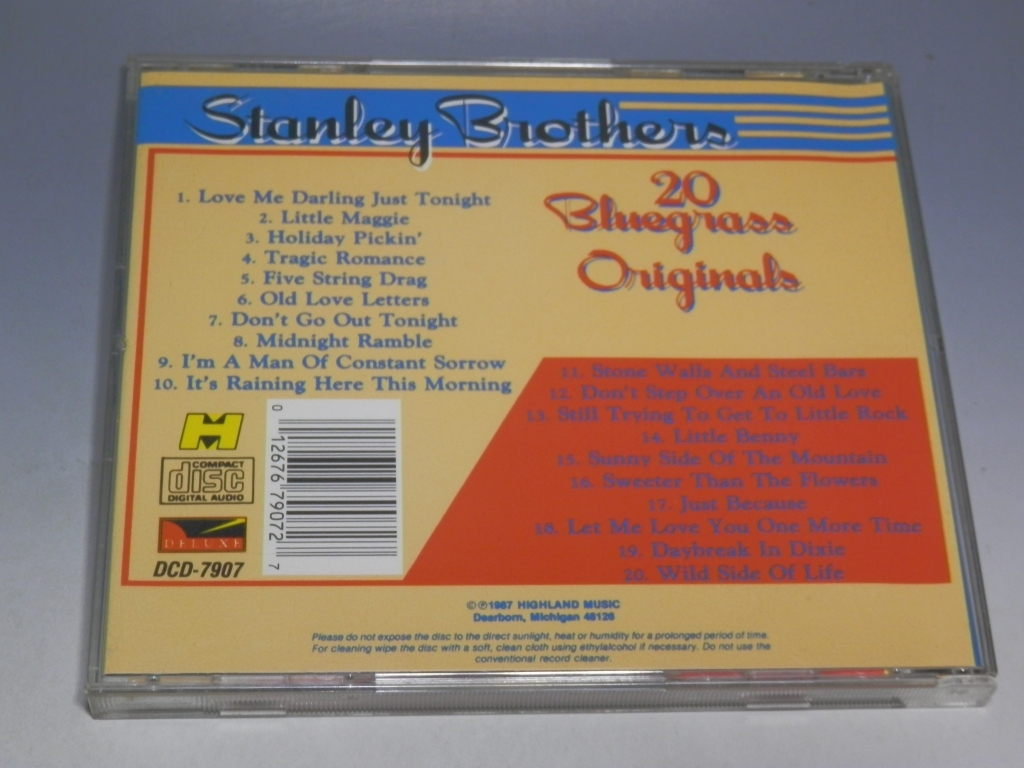 ☆ THE STANLEY BROTHERS ザ・スタンレー・ブラザーズ 20 Bluegrass Originals 輸入盤CD/*盤キズあり_画像2