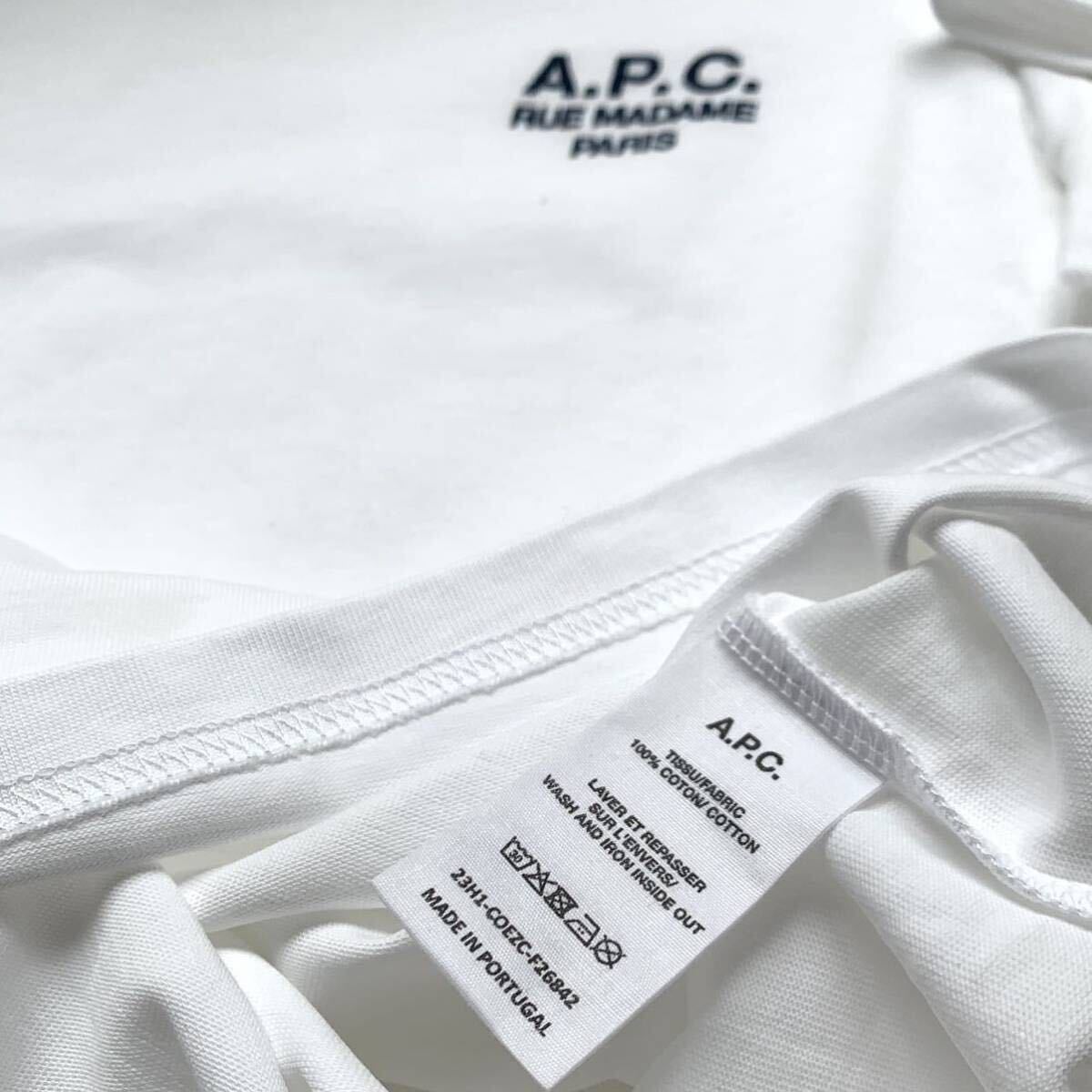 S new goods A.P.C. A.P.C. standard embroidery Logo Denise T-shirt .1.54 ten thousand white white lady's APC thick 2023SS short sleeves Mini Logo free shipping 