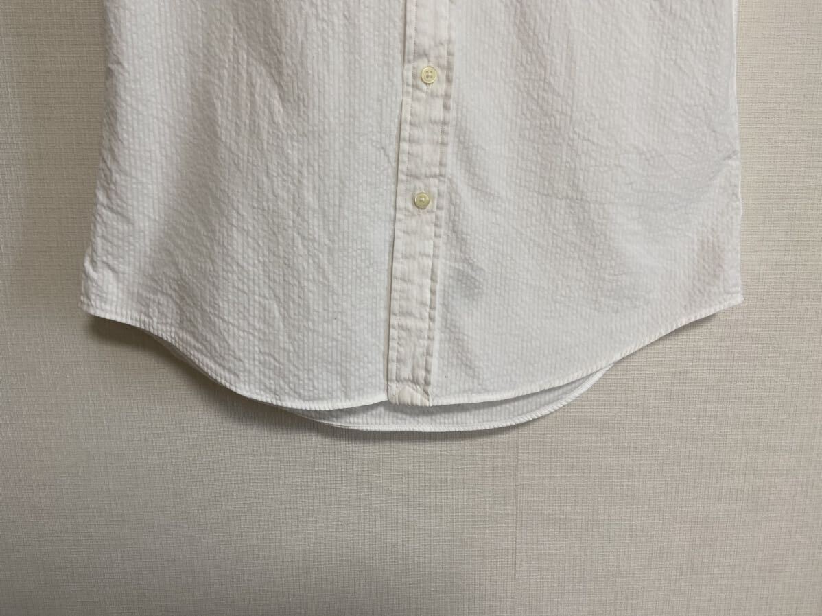 POLO RALPH LAUREN ポロラルフローレン シアサッカー 白刺繍 半袖ボタンダウンシャツ Sサイズ ホワイト白 の画像6