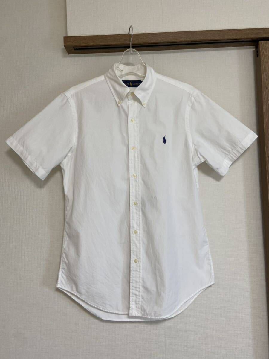 ポロラルフローレン POLO RALPH LAUREN スモールポニー 紺単色刺繍 半袖ボタンダウンシャツ Sサイズ の画像1