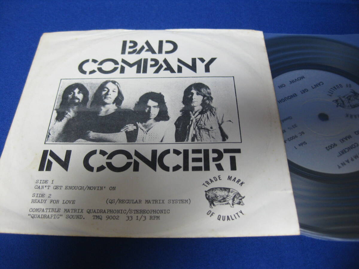 激レアTMOQ7' bootleg】 Bad Company /Live in concert( バッド・カンパニー　US original　EP !_画像1