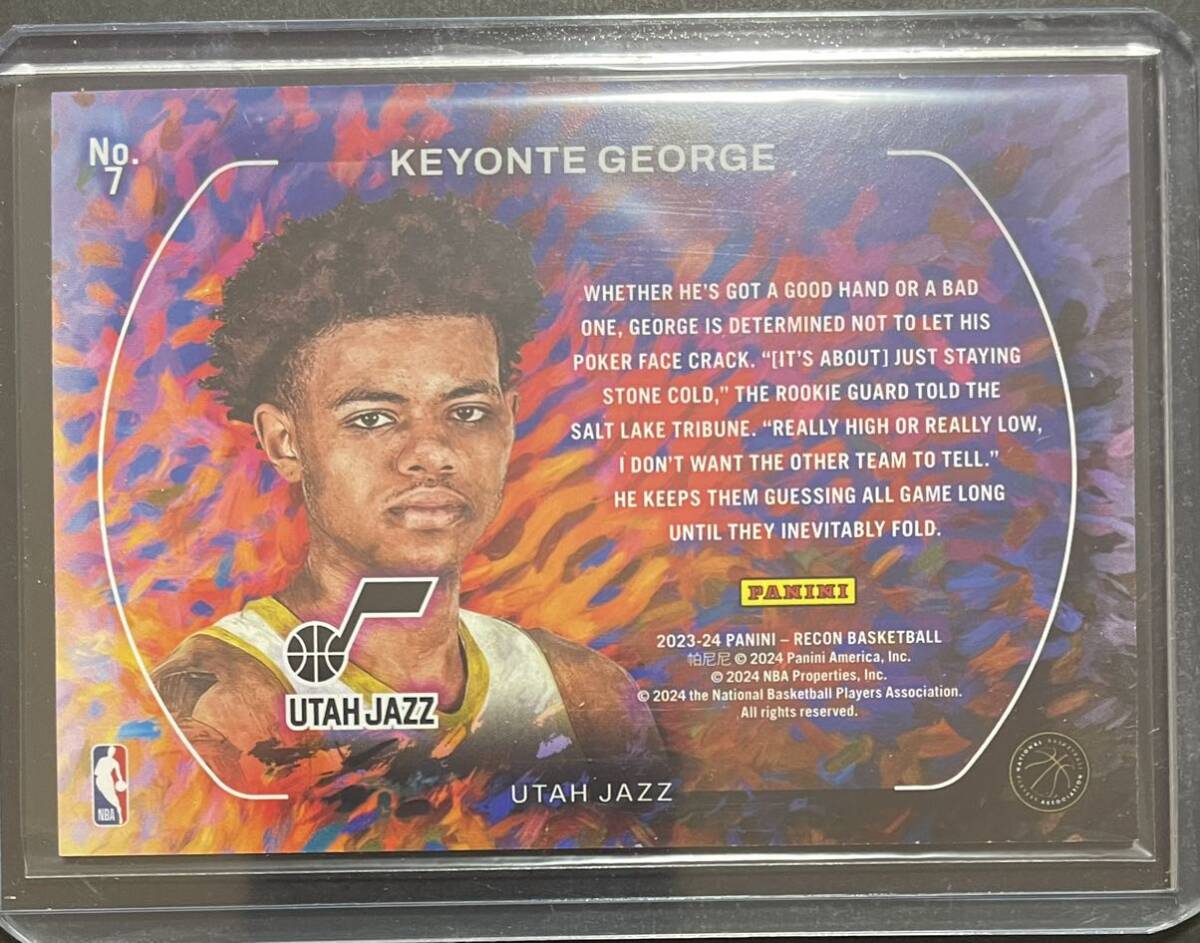 Keyonte George Panini Recon Rookie Portraits ルーキーカード NBA カード 2023/24の画像2