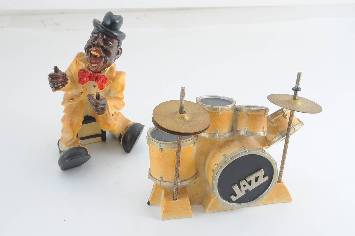[MAC03]10点 Jazz Band ジャズバンド 黒人 陶器 まとめセット 人形 アンティーク 雑貨 ディスプレイ インテリア 置物 ジャズ 音楽_画像7
